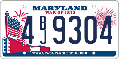 MD license plate 4BJ9304