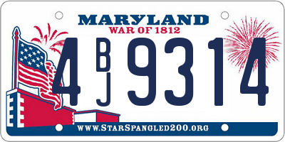 MD license plate 4BJ9314