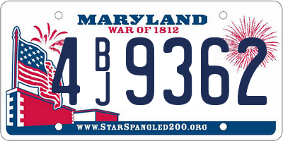 MD license plate 4BJ9362