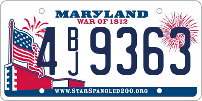 MD license plate 4BJ9363