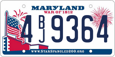 MD license plate 4BJ9364