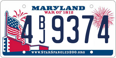 MD license plate 4BJ9374