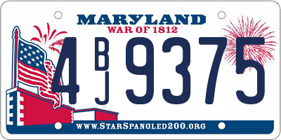 MD license plate 4BJ9375