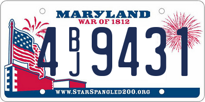 MD license plate 4BJ9431