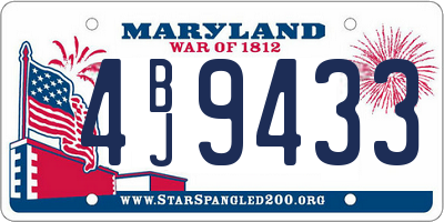 MD license plate 4BJ9433