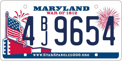 MD license plate 4BJ9654