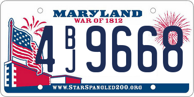 MD license plate 4BJ9668