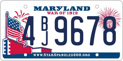 MD license plate 4BJ9678
