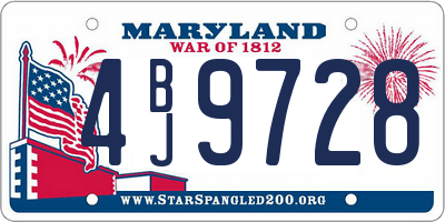 MD license plate 4BJ9728