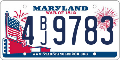 MD license plate 4BJ9783