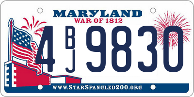 MD license plate 4BJ9830