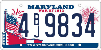 MD license plate 4BJ9834