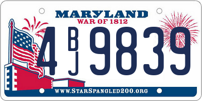 MD license plate 4BJ9839