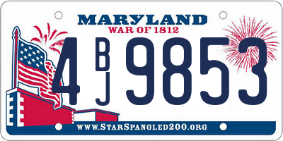 MD license plate 4BJ9853