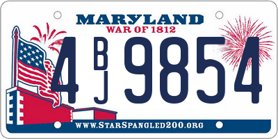 MD license plate 4BJ9854