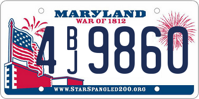 MD license plate 4BJ9860
