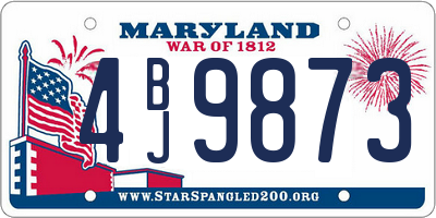 MD license plate 4BJ9873