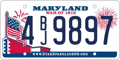 MD license plate 4BJ9897