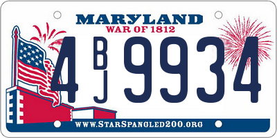 MD license plate 4BJ9934