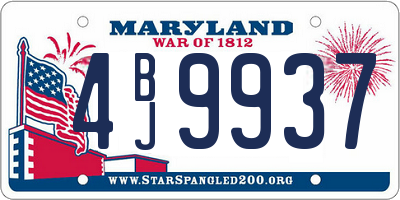 MD license plate 4BJ9937