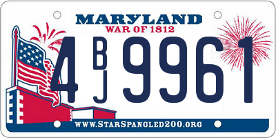 MD license plate 4BJ9961