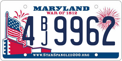 MD license plate 4BJ9962