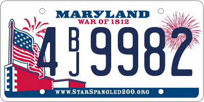 MD license plate 4BJ9982
