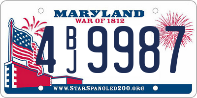 MD license plate 4BJ9987