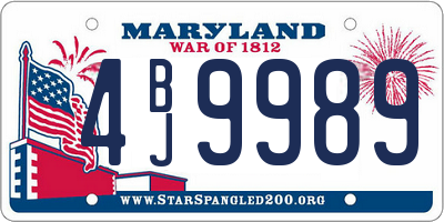 MD license plate 4BJ9989