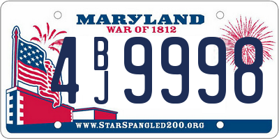 MD license plate 4BJ9998