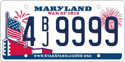MD license plate 4BJ9999