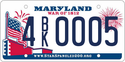 MD license plate 4BK0005