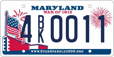 MD license plate 4BK0011