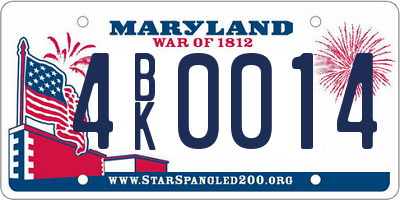 MD license plate 4BK0014