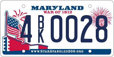 MD license plate 4BK0028