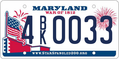 MD license plate 4BK0033
