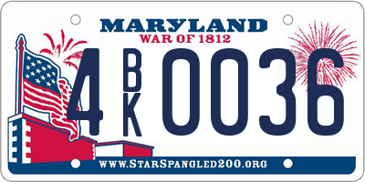 MD license plate 4BK0036
