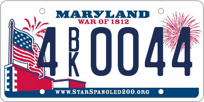MD license plate 4BK0044
