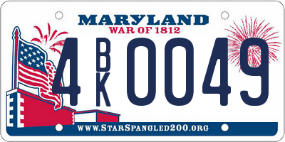 MD license plate 4BK0049