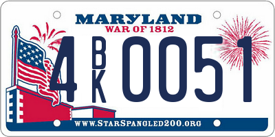 MD license plate 4BK0051