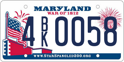 MD license plate 4BK0058