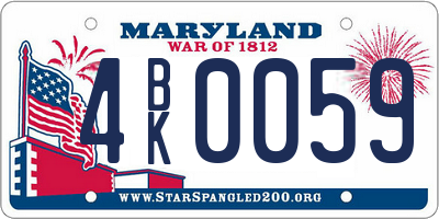 MD license plate 4BK0059