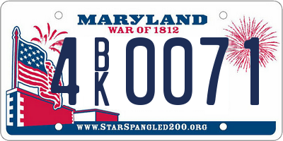 MD license plate 4BK0071