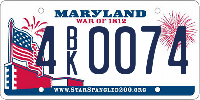MD license plate 4BK0074