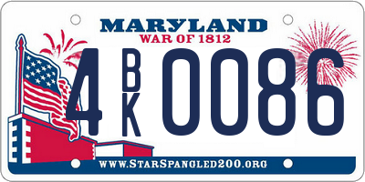 MD license plate 4BK0086