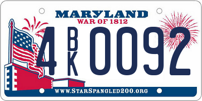 MD license plate 4BK0092