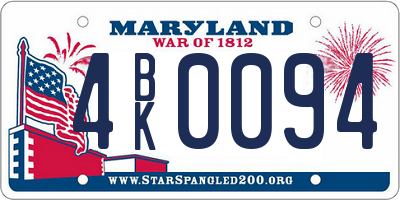 MD license plate 4BK0094