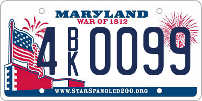 MD license plate 4BK0099