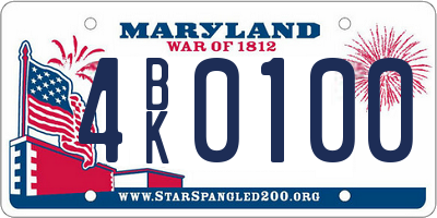 MD license plate 4BK0100