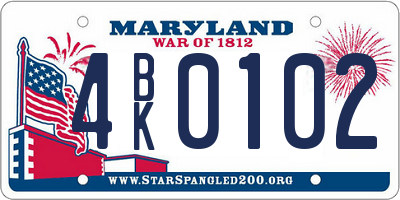 MD license plate 4BK0102